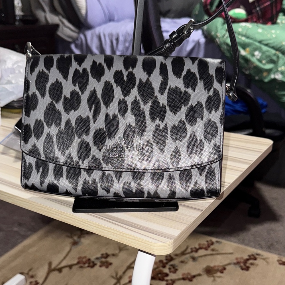 Kate Spade Black and Gray Patterned Crossbody Bag
